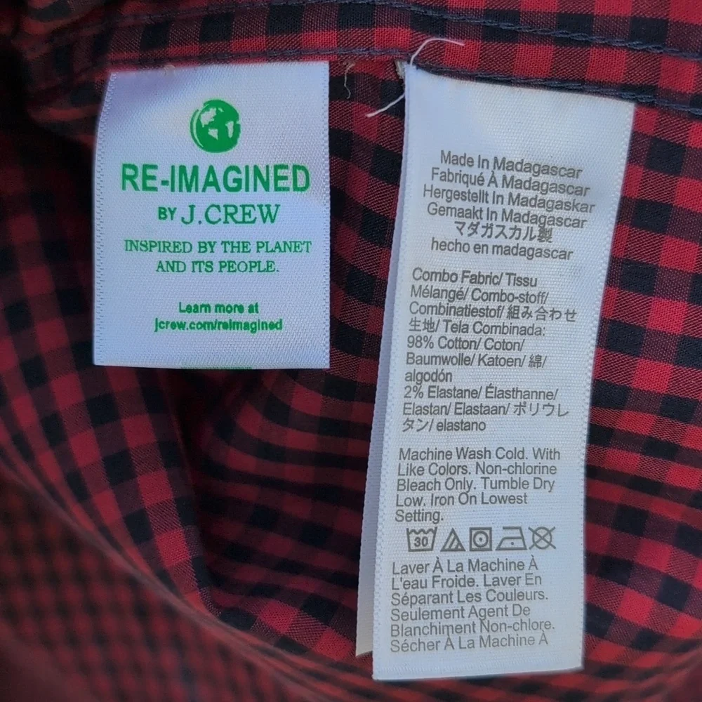 J.Crew Flex Washed Red & Blue Plaid Long-sleeve Button Down Shirt